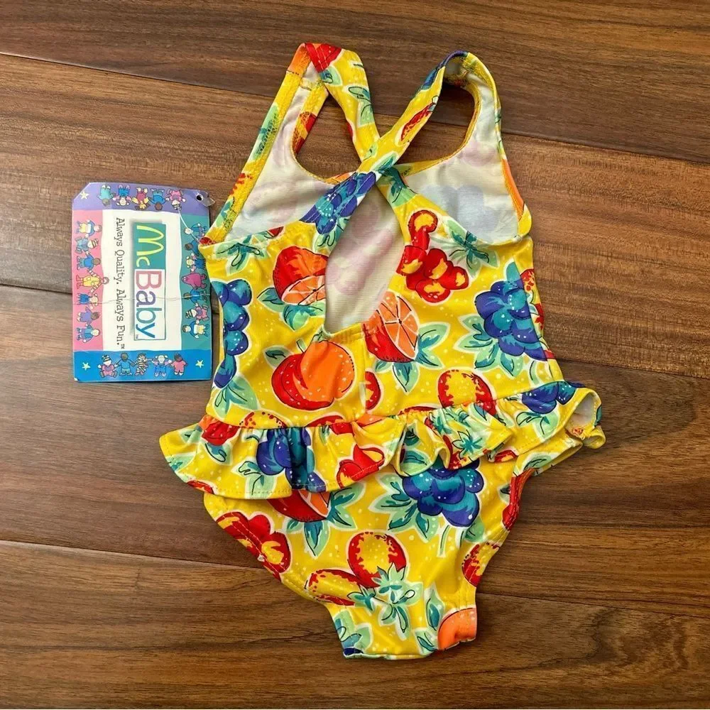 McBaby vintage McDonalds yellow fruit one piece bathing suit NWT